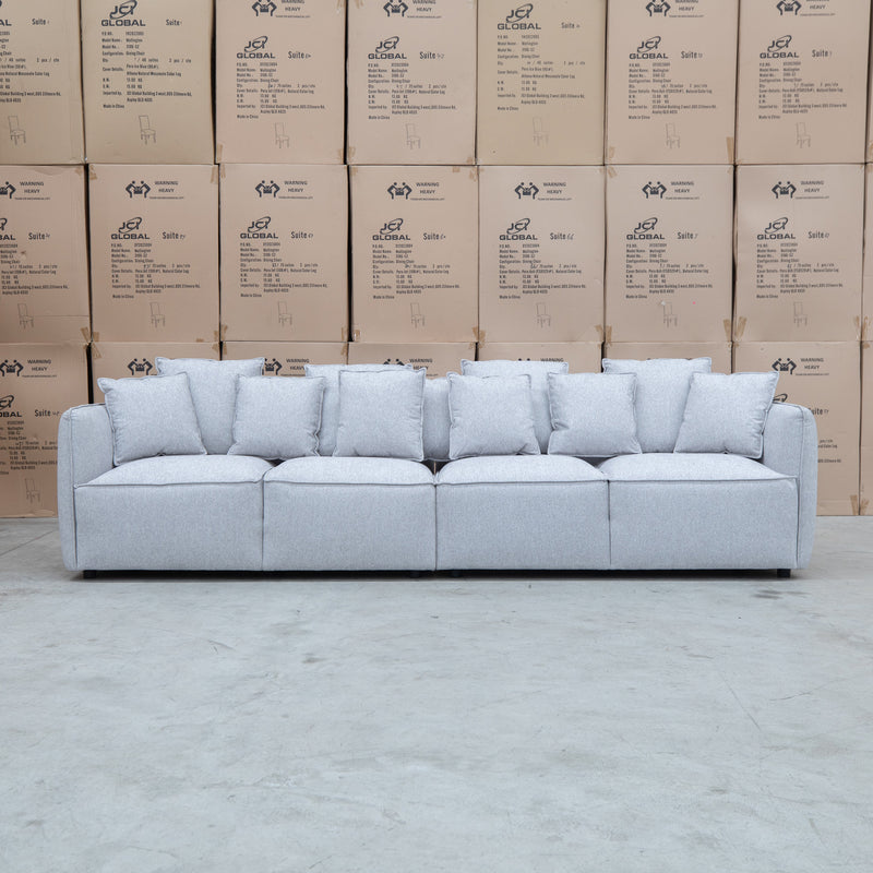 The Paris Feather & Foam Four Seat Sofa - Silver available to purchase from Warehouse Furniture Clearance at our next sale event.