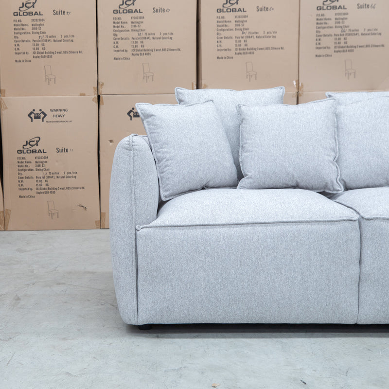 The Paris Feather & Foam Four Seat Sofa - Silver available to purchase from Warehouse Furniture Clearance at our next sale event.