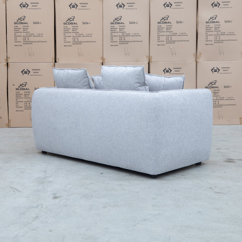 The Paris Feather & Foam Two Seat Sofa - Silver available to purchase from Warehouse Furniture Clearance at our next sale event.