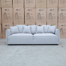 The Paris Feather & Foam Three Seat Sofa - Silver available to purchase from Warehouse Furniture Clearance at our next sale event.