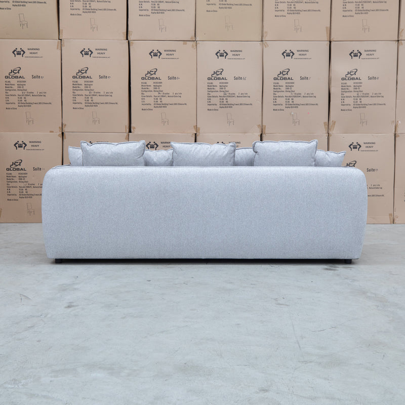 The Paris Feather & Foam Three Seat Sofa - Silver available to purchase from Warehouse Furniture Clearance at our next sale event.