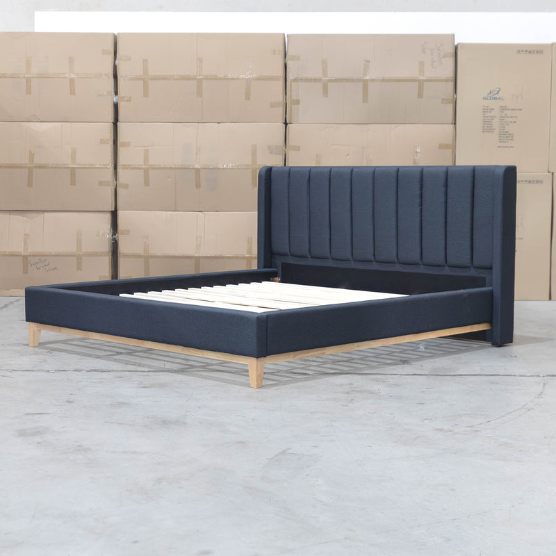 Paros King Upholstered Bed - Charcoal