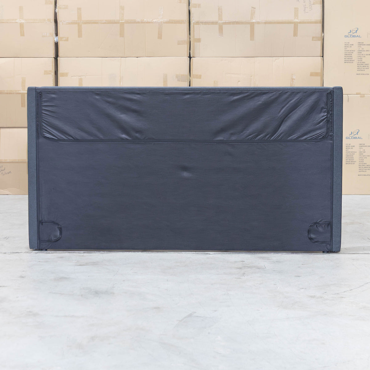 The Paros Double Upholstered Bed - Charcoal - PRE ORDER Available After 23rd October available to purchase from Warehouse Furniture Clearance at our next sale event.