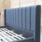 The Paros Double Upholstered Bed - Charcoal - PRE ORDER Available After 23rd October available to purchase from Warehouse Furniture Clearance at our next sale event.