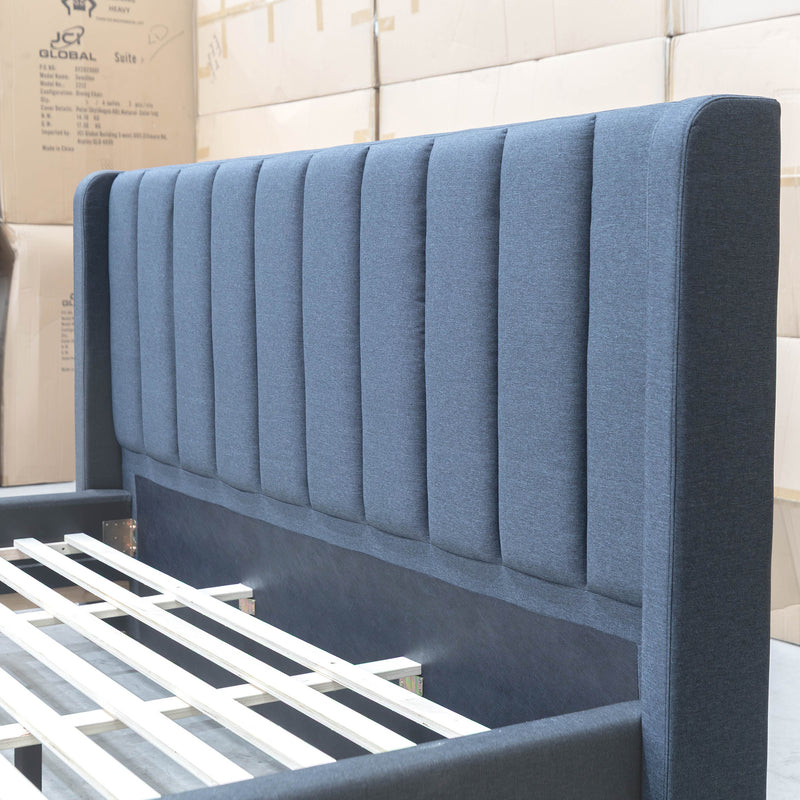 The Paros King Upholstered Bed - Charcoal available to purchase from Warehouse Furniture Clearance at our next sale event.