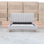 The Paros Double Upholstered Bed - Oat White - PRE ORDER Available After 23rd October available to purchase from Warehouse Furniture Clearance at our next sale event.