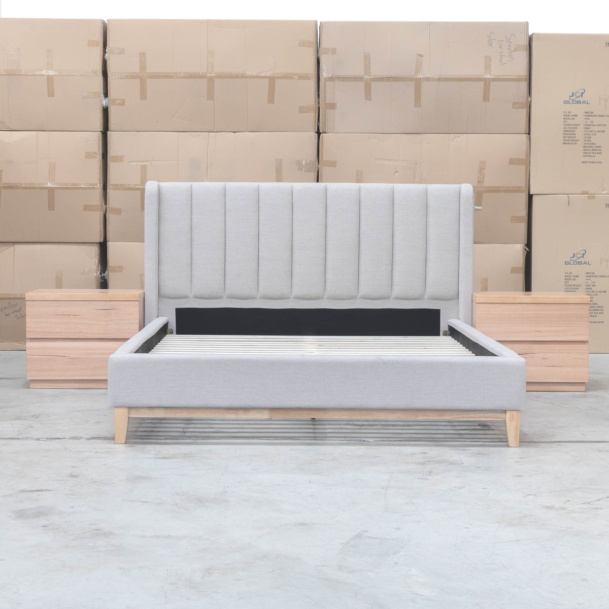 The Paros Double Upholstered Bed - Oat White - PRE ORDER Available After 23rd October available to purchase from Warehouse Furniture Clearance at our next sale event.