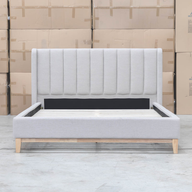 The Paros King Upholstered Bed - Oat White available to purchase from Warehouse Furniture Clearance at our next sale event.