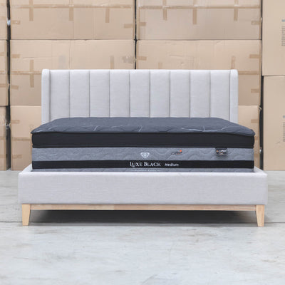 The Paros King Upholstered Bed - Oat White available to purchase from Warehouse Furniture Clearance at our next sale event.