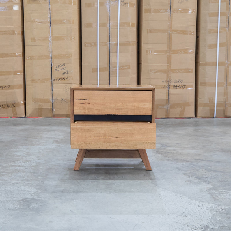 The Polo Marri Harwood Timber Two Drawer Bedside