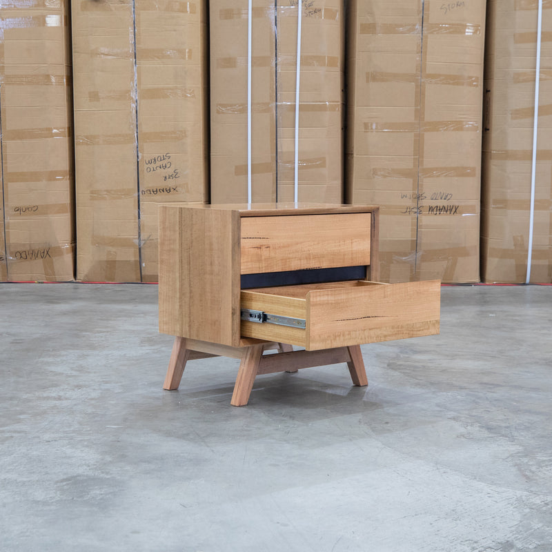 The Polo Marri Harwood Timber Two Drawer Bedside