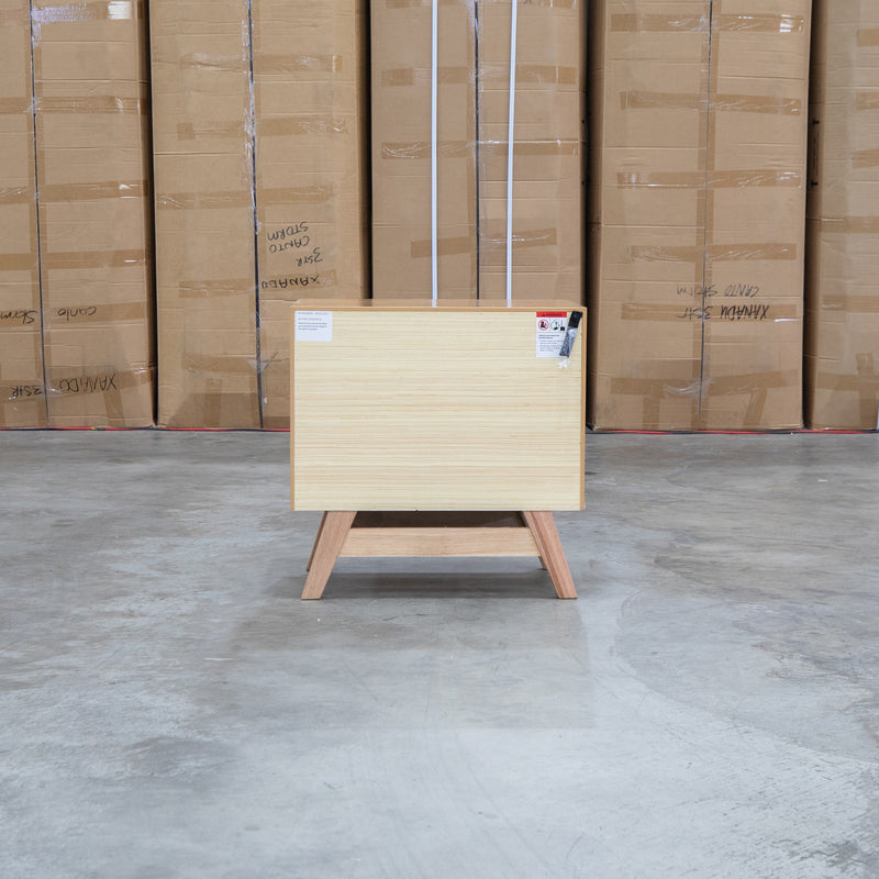 The Polo Marri Harwood Timber Two Drawer Bedside