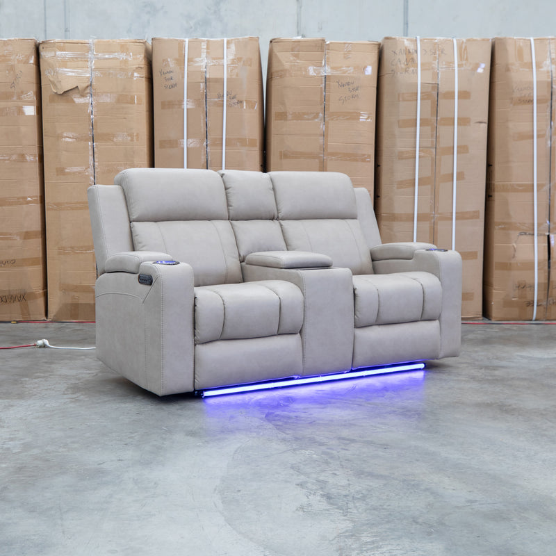 The Portside Two Seat Dual-Electric Recliner Lounge - Almond