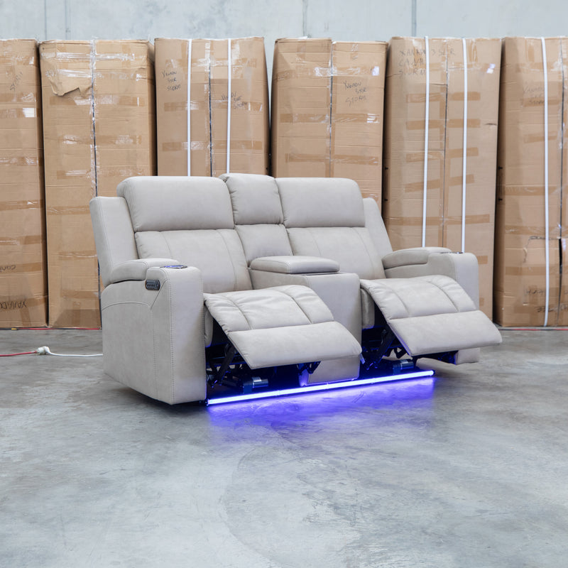 The Portside Two Seat Dual-Electric Recliner Lounge - Almond