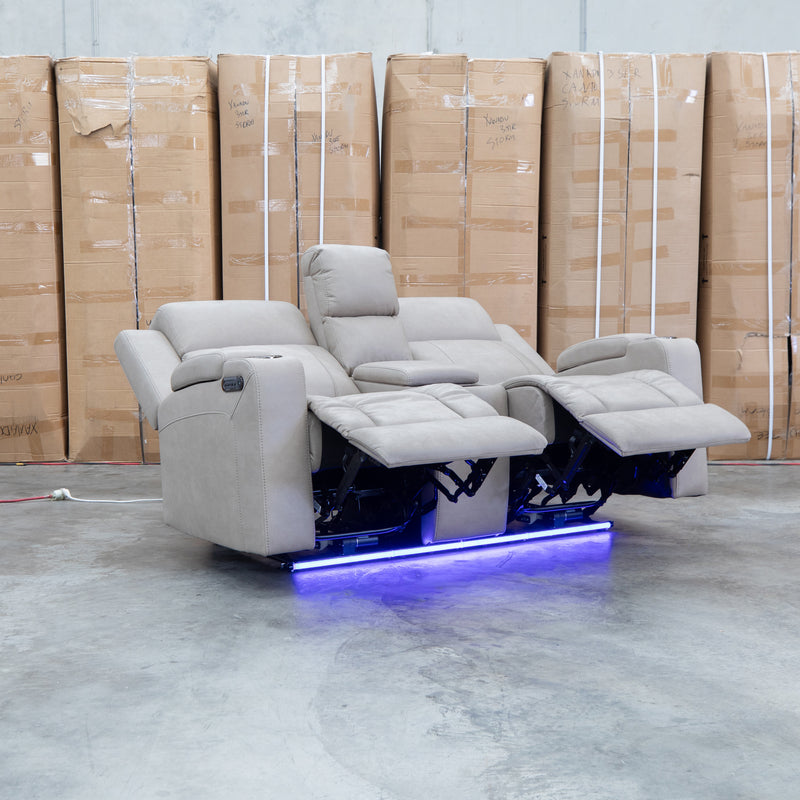 The Portside Two Seat Dual-Electric Recliner Lounge - Almond