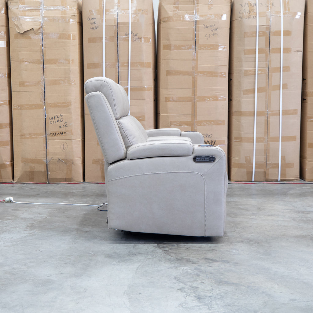 The Portside Two Seat Dual-Electric Recliner Lounge - Almond available to purchase from Warehouse Furniture Clearance at our next sale event.