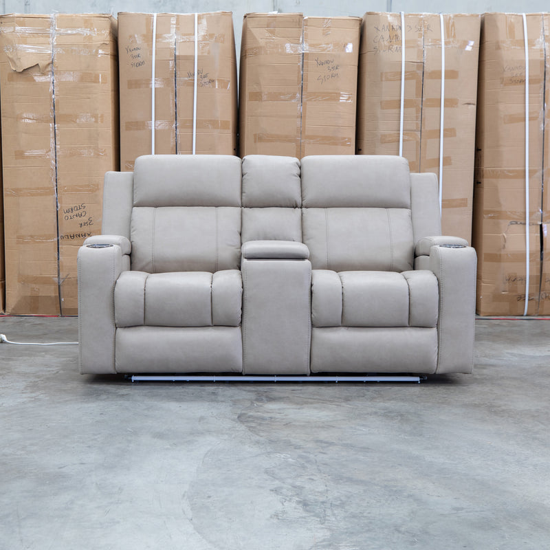 The Portside Two Seat Dual-Electric Recliner Lounge - Almond