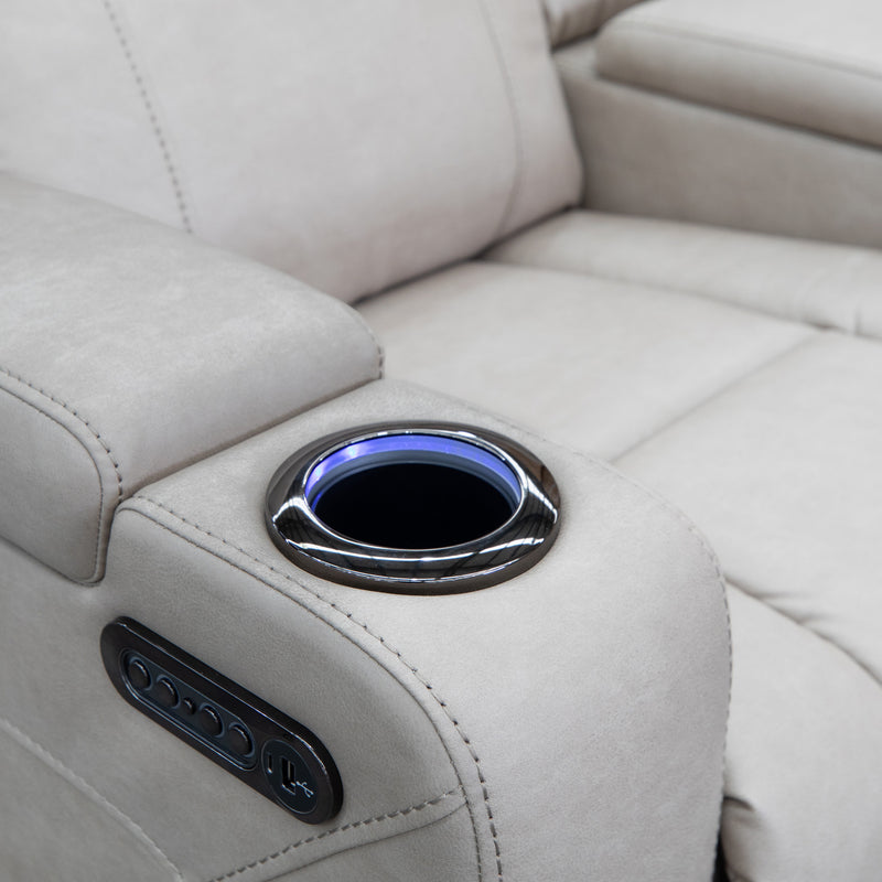 The Portside Two Seat Dual-Electric Recliner Lounge - Almond