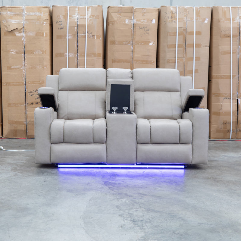The Portside Two Seat Dual-Electric Recliner Lounge - Almond