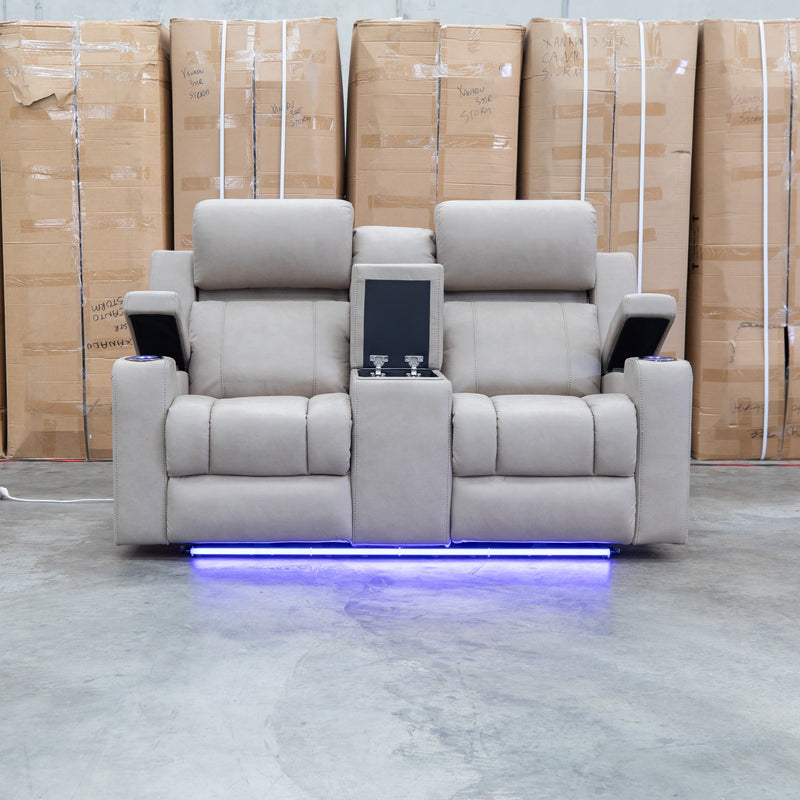 The Portside Two Seat Dual-Electric Recliner Lounge - Almond