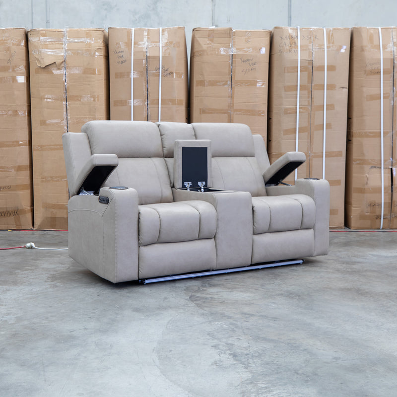The Portside Two Seat Dual-Electric Recliner Lounge - Almond