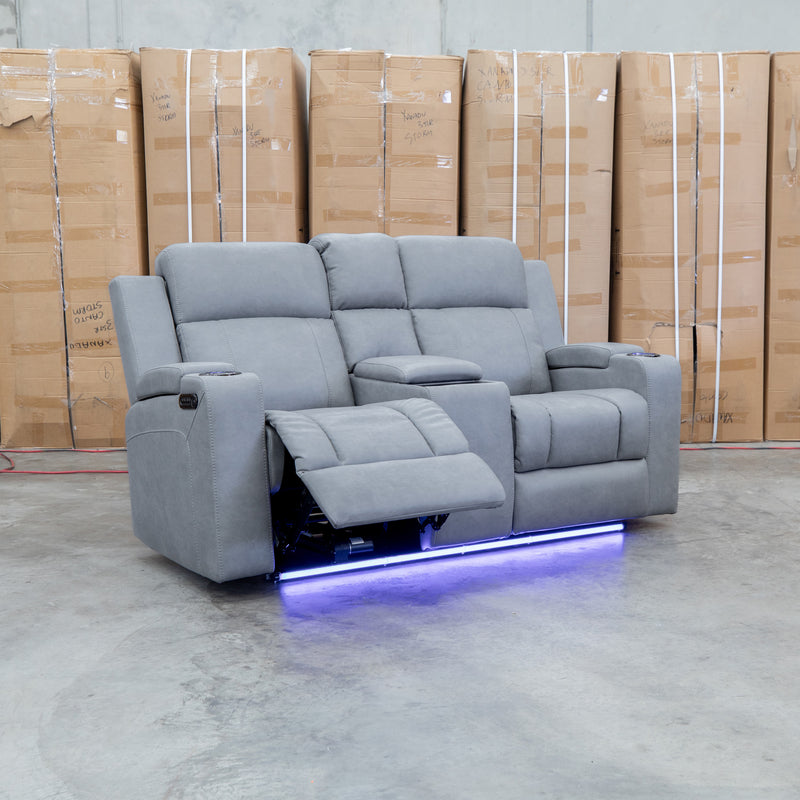 The Portside Two Seat Dual-Electric Recliner Lounge - Shadow