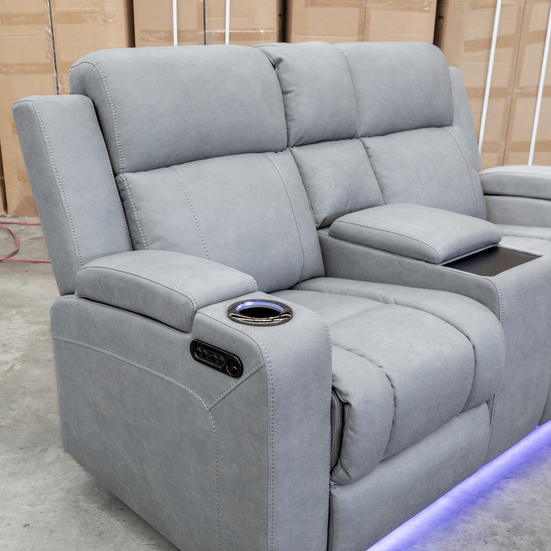 The Portside Two Seat Dual-Electric Recliner Lounge - Shadow
