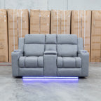 The Portside Two Seat Dual-Electric Recliner Lounge - Shadow available to purchase from Warehouse Furniture Clearance at our next sale event.