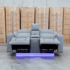 The Portside Two Seat Dual-Electric Recliner Lounge - Shadow available to purchase from Warehouse Furniture Clearance at our next sale event.
