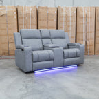 The Portside Two Seat Dual-Electric Recliner Lounge - Shadow available to purchase from Warehouse Furniture Clearance at our next sale event.