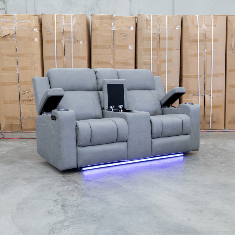 The Portside Two Seat Dual-Electric Recliner Lounge - Shadow