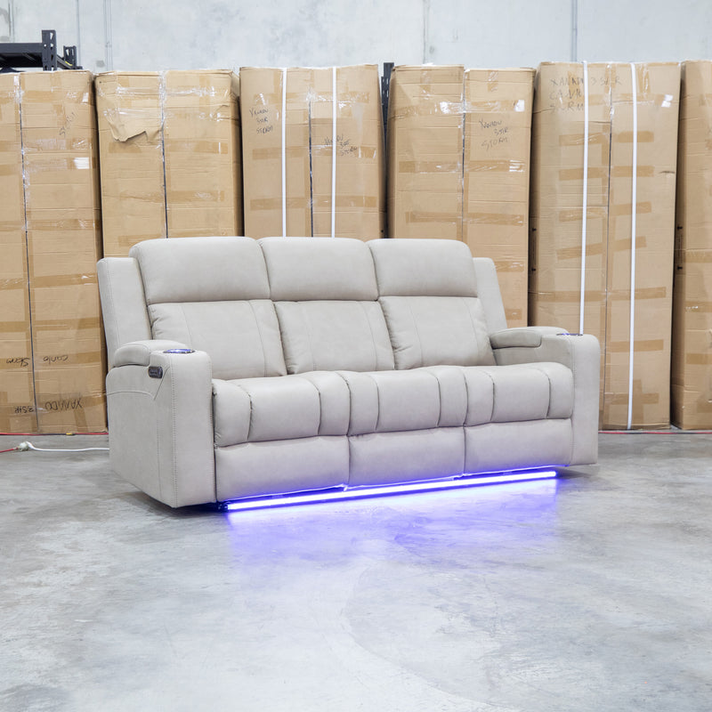 The Portside Three Seat Dual-Electric Recliner Lounge - Almond