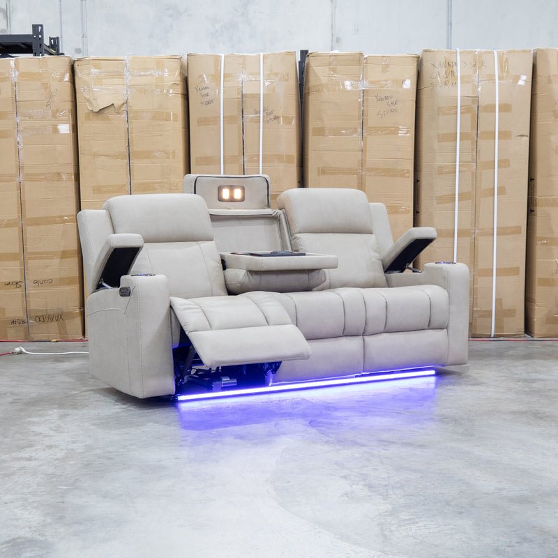 The Portside Three Seat Dual-Electric Recliner Lounge - Almond