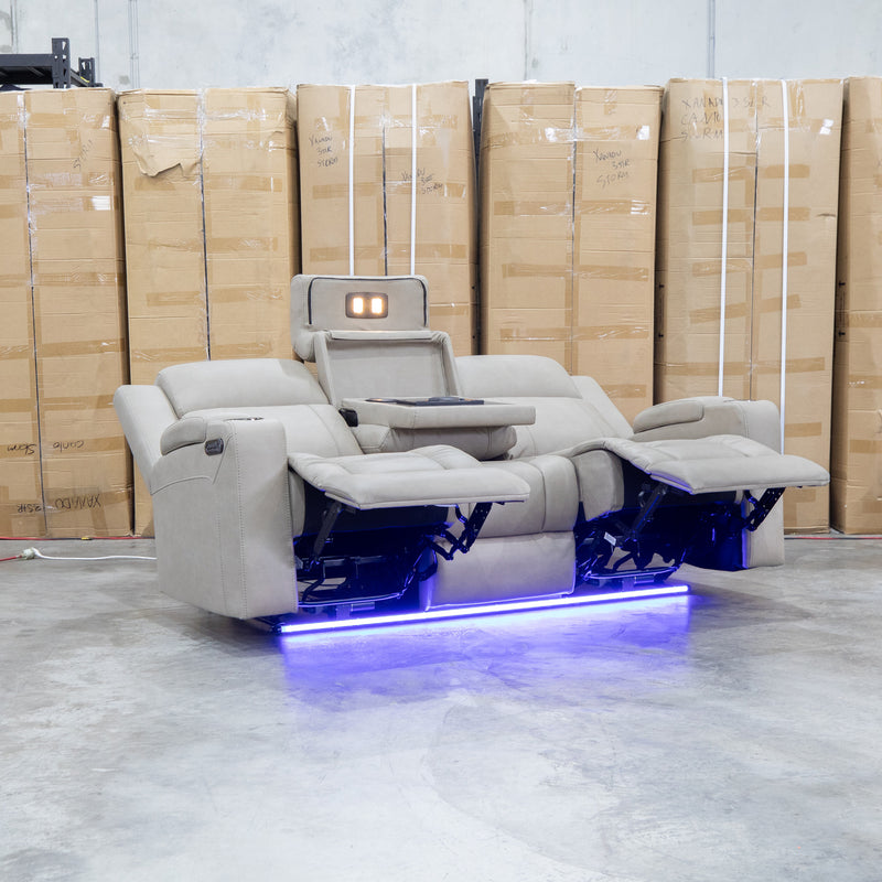 The Portside Three Seat Dual-Electric Recliner Lounge - Almond
