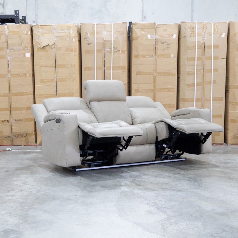 The Portside Three Seat Dual-Electric Recliner Lounge - Almond