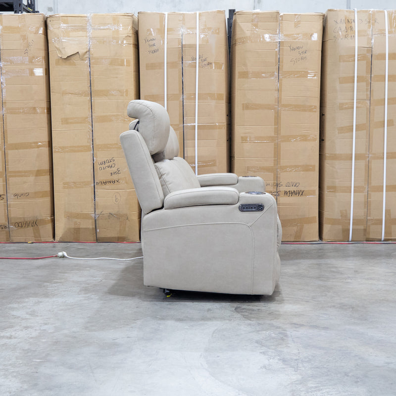 The Portside Three Seat Dual-Electric Recliner Lounge - Almond