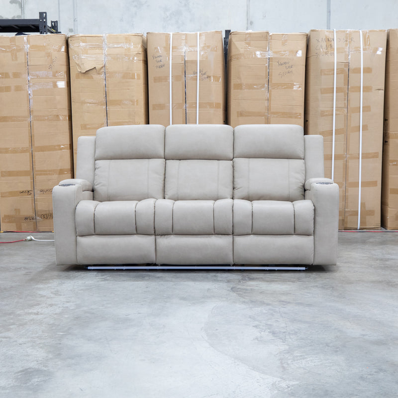 The Portside Three Seat Dual-Electric Recliner Lounge - Almond