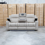 The Portside Three Seat Dual-Electric Recliner Lounge - Almond available to purchase from Warehouse Furniture Clearance at our next sale event.