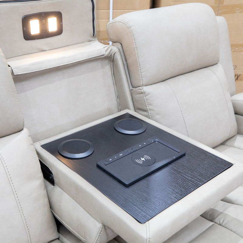 The Portside Three Seat Dual-Electric Recliner Lounge - Almond
