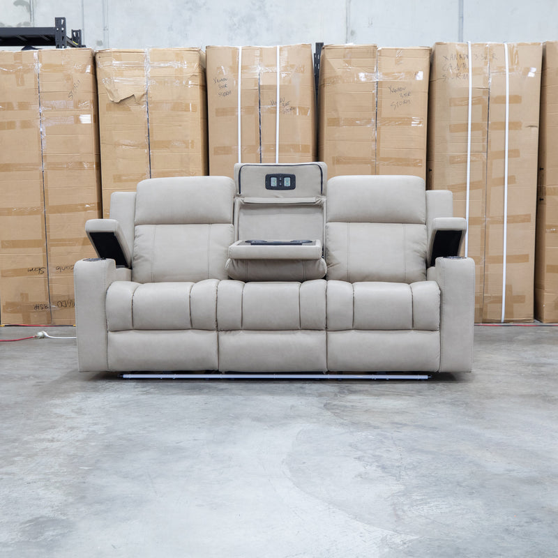 The Portside Three Seat Dual-Electric Recliner Lounge - Almond