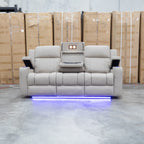 The Portside Three Seat Dual-Electric Recliner Lounge - Almond available to purchase from Warehouse Furniture Clearance at our next sale event.