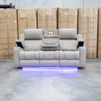 The Portside Three Seat Dual-Electric Recliner Lounge - Almond available to purchase from Warehouse Furniture Clearance at our next sale event.
