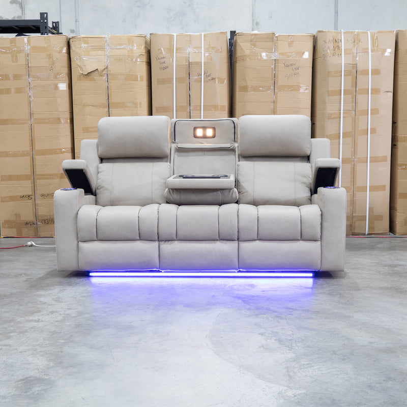 The Portside Three Seat Dual-Electric Recliner Lounge - Almond