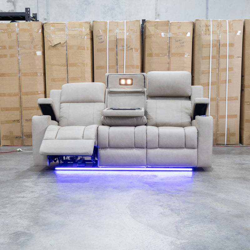 The Portside Three Seat Dual-Electric Recliner Lounge - Almond