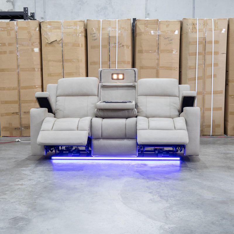 The Portside Three Seat Dual-Electric Recliner Lounge - Almond