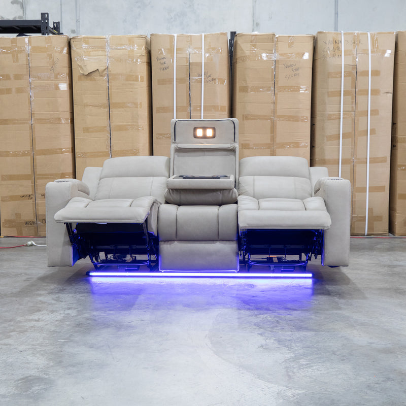 The Portside Three Seat Dual-Electric Recliner Lounge - Almond