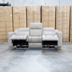 The Portside Three Seat Dual-Electric Recliner Lounge - Almond available to purchase from Warehouse Furniture Clearance at our next sale event.