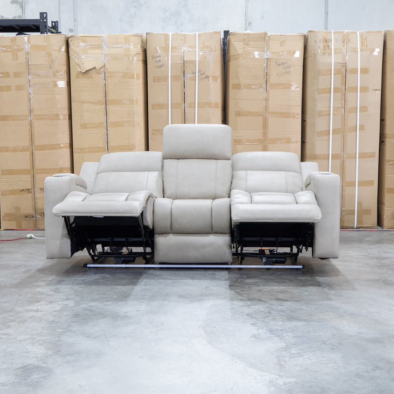 The Portside Three Seat Dual-Electric Recliner Lounge - Almond