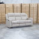 Portside Three Seat Dual-Electric Recliner Lounge - Almond