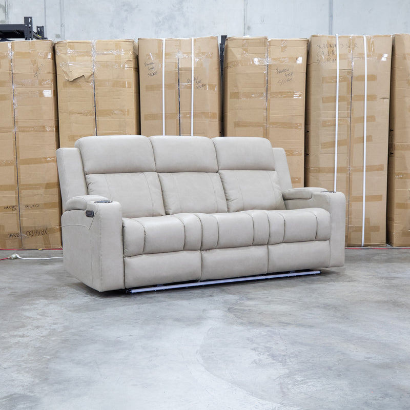 The Portside Three Seat Dual-Electric Recliner Lounge - Almond